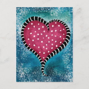 Heart Postcard Pink Blue Black Cute 