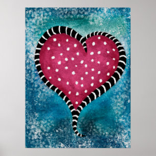 Heart Poster Pink Blue Black Cute