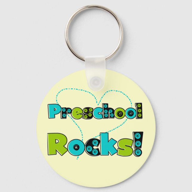 Heart Preschool Rocks Tshirts and Gifts Key Ring (Front)