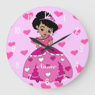 Heart Princess Illustration Large Clock