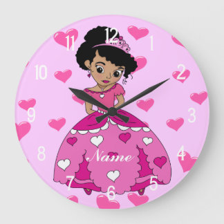 Heart Princess Illustration Large Clock
