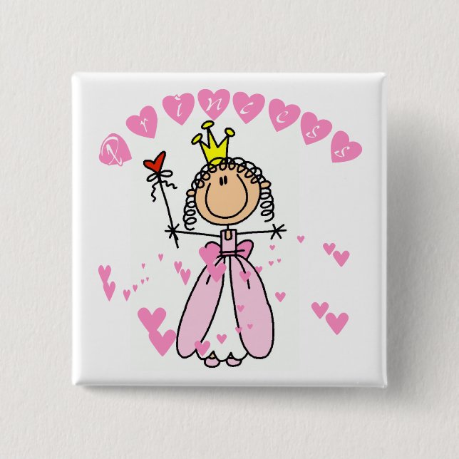 Heart Princess Stick Figure Tshirts and Gifts 15 Cm Square Badge (Front)