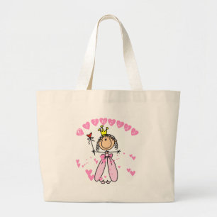 Heart Princess Stick Figure Tshirts and Gifts Large Tote Bag