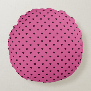 Heart Print Pink Round Pillow One Owl Artist