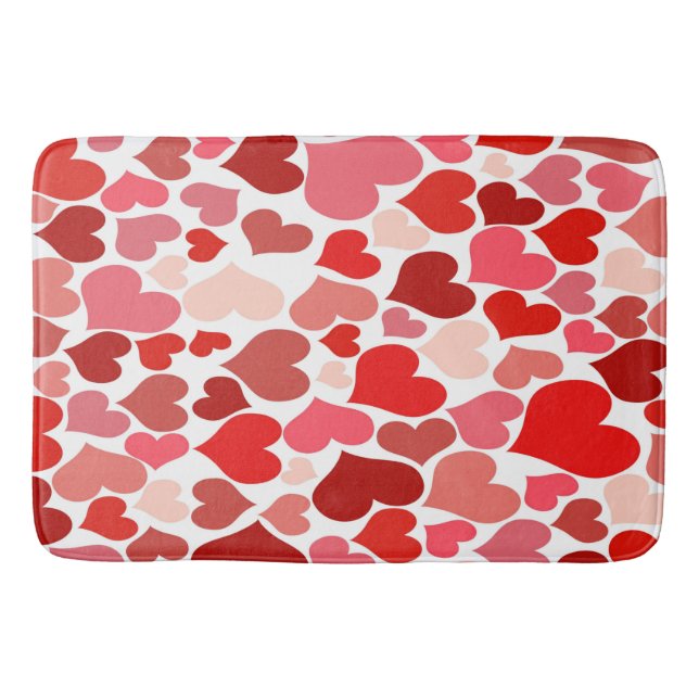 Heart Print Red and Pink Bath Mat (Front)