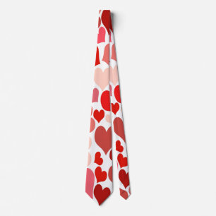 Heart Print Red and Pink Tie