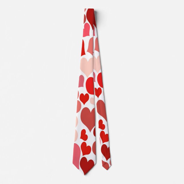 Heart Print Red and Pink Tie (Front)