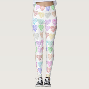 Heart Print, Valentine's Day, Multicolored Leggings