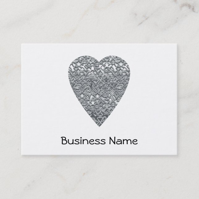 Heart. Printed Light Grey and Mid Grey Pattern. Business Card (Front)