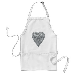 Heart. Printed Light Grey and Mid Grey Pattern. Standard Apron