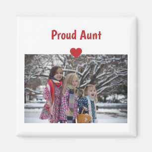 Heart Proud Auntie Love Personalise Photo Make Magnet
