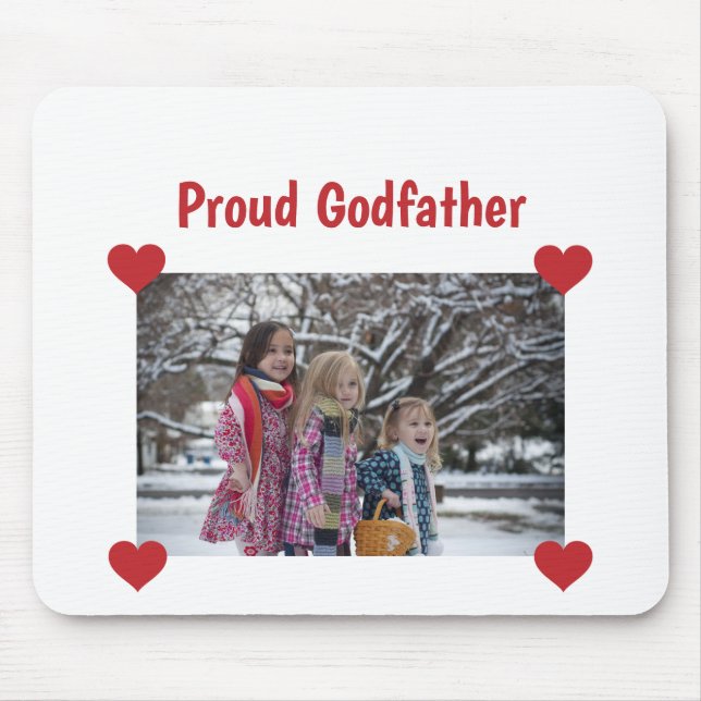 Heart Proud Godfather Love Personalise Photo Make Mouse Pad (Front)