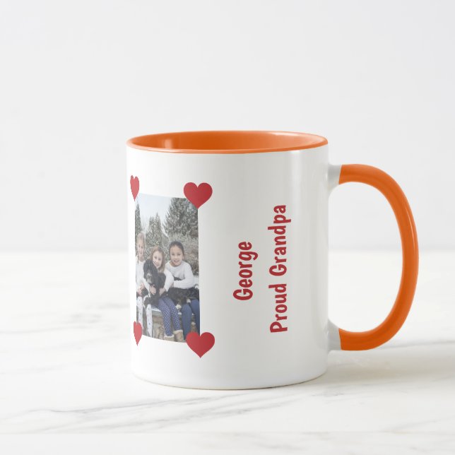 Heart Proud Grandpa Love Personalise Photos Name Mug (Right)