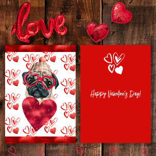 Heart Pug Dog Lover Valentine Gift Holiday Card