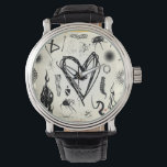 Heart Pulse Silver Wrist Watch - Unique Hand Drawn<br><div class="desc">Wear your heart on your sleeve—literally! This sophisticated wrist watch features a striking monochrome graphic that blends a bold heart symbol with a flurry of expressive, sketch-like elements. It’s the perfect accessory for those who march to the beat of their own drum and appreciate fashion that feels personal and raw....</div>