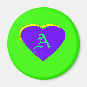 Heart Purple Curve Yellow Background Green Templat Magnet
