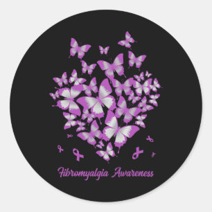 Heart Purple Ribbon Fibromyalgia Awareness Warrior Classic Round Sticker