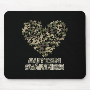 Heart Puzzle Autism Awareness Camoflauge Military Mouse Pad