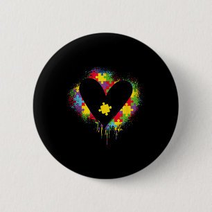 Heart Puzzle _ Autistic _ Support Autism 6 Cm Round Badge