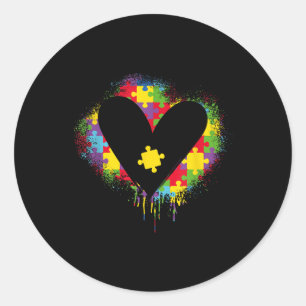 Heart Puzzle _ Autistic _ Support Autism Classic Round Sticker