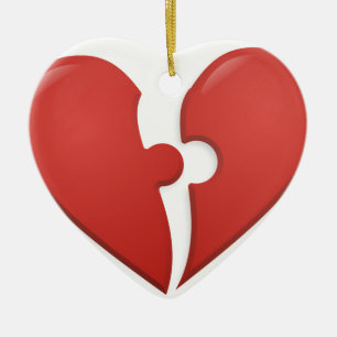 Heart Puzzle Ceramic Ornament