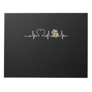 Heart Puzzle Piece Heartbeat Cool Autism Awareness Notepad