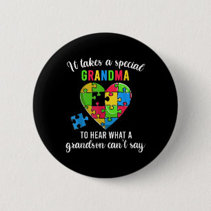 Heart Puzzle Shirt, Grandma Autism Awareness 6 Cm Round Badge