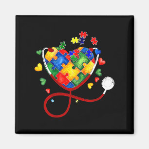 Heart Puzzle Stethoscope Er Rn Cna Nurse Autism Aw Magnet