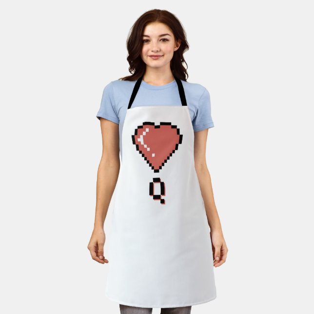 Heart queen black outline apron (Worn)