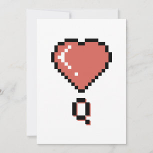 Heart queen black outline invitation