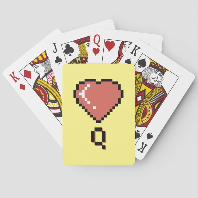 Heart queen black outline playing cards (Back)