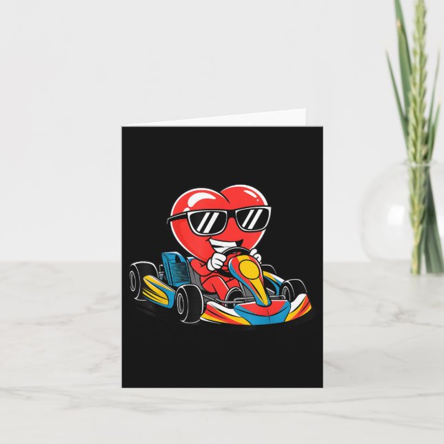Heart Racing Go-kart Heart Valentines Day Boys Gir Card (Front)