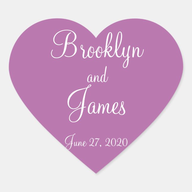 Heart Radiant Orchid Wedding Stickers (Front)