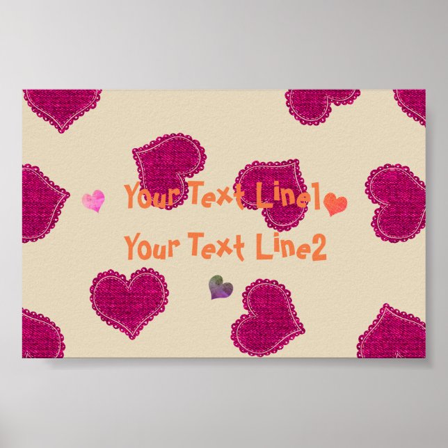 Heart Rain Baby Shower Children Room Poster Banner (Front)