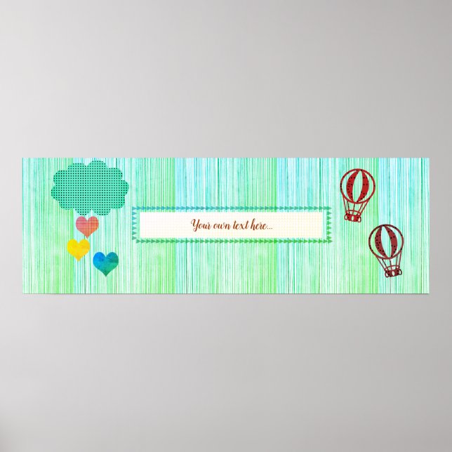 Heart Rain Baby Shower Children Room Poster Banner (Front)