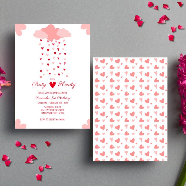 Heart Rain Delight Birthday Invitation (Birthday Invitation)
