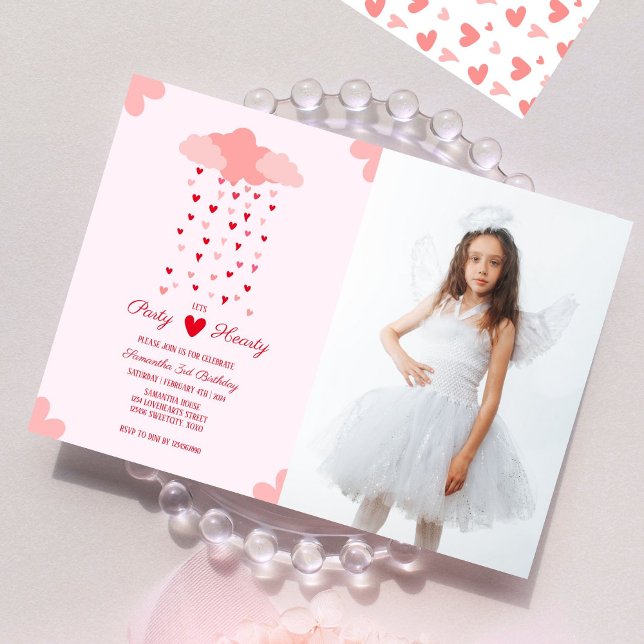 Heart Rain Delight Birthday Photo Invitation (Creator Uploaded)