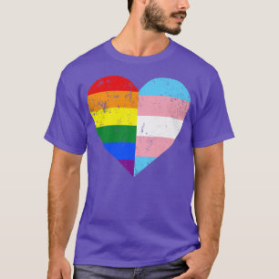 Heart Rainbow and Transgender Flag For Pride Month T-Shirt