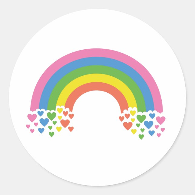 Heart Rainbow Classic Round Sticker (Front)