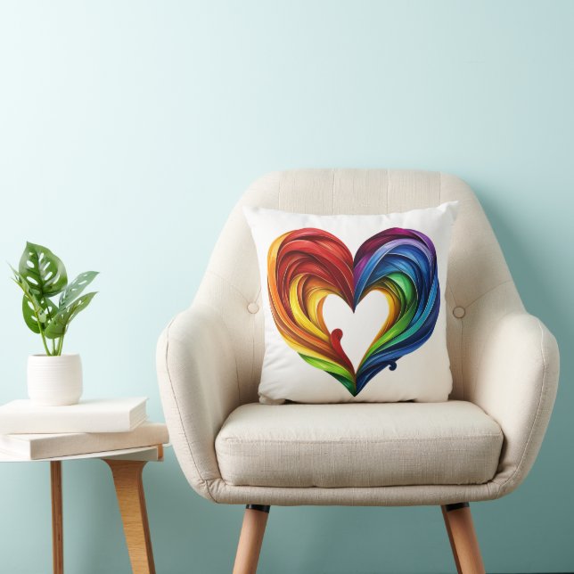 Heart Rainbow Colours Cushion (Chair)