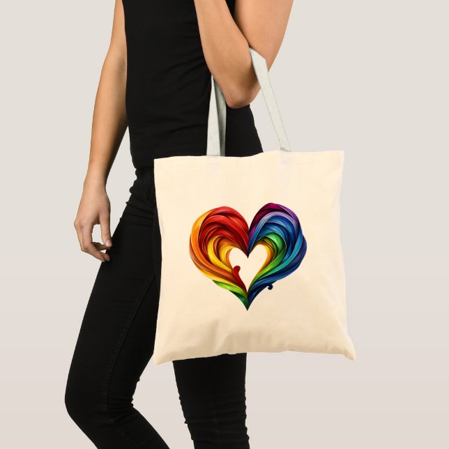 Heart Rainbow Colours Tote Bag (Front (Product))