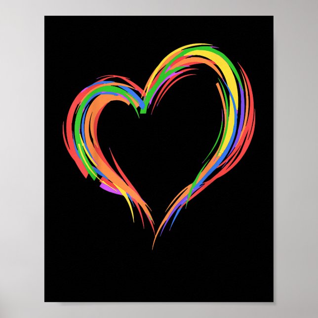 Heart Rainbow Flag LGBT Gay Les Pride Support LGBT Poster (Front)