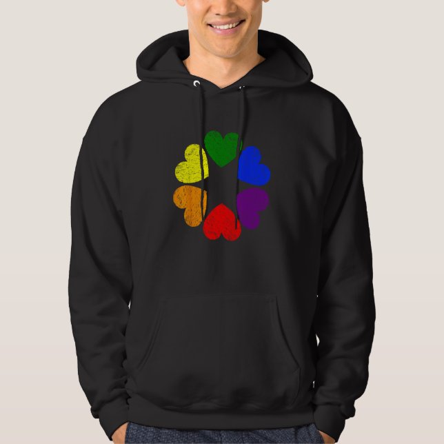 Heart Rainbow Flag LGBT Gay Pride Month Support LG Hoodie (Front)