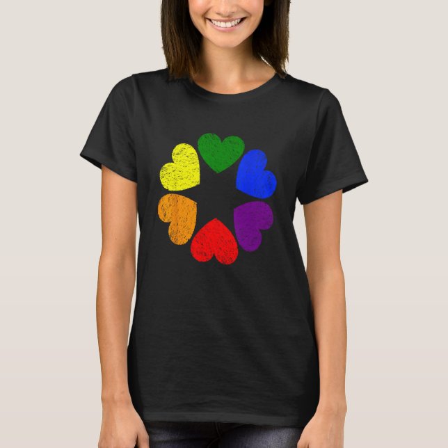 Heart Rainbow Flag LGBT Gay Pride Month Support LG T-Shirt (Front)