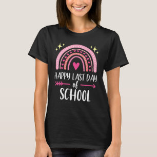 Heart Rainbow Happy Last Day Of School Teacher Gir T-Shirt
