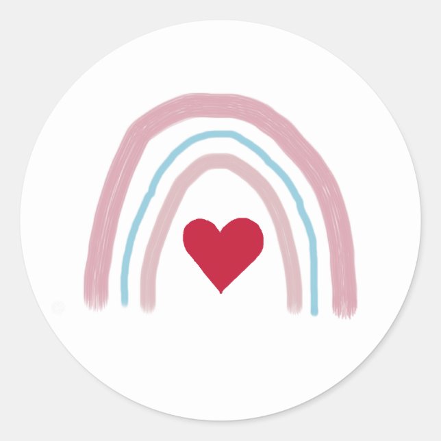 Heart Rainbow Pink Ombre Painting Stickers (Front)