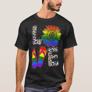 Heart Rainbow Sunflower Love Month Gay Pride T-Shirt
