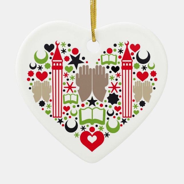 Heart Ramadan Ceramic Tree Decoration (Front)