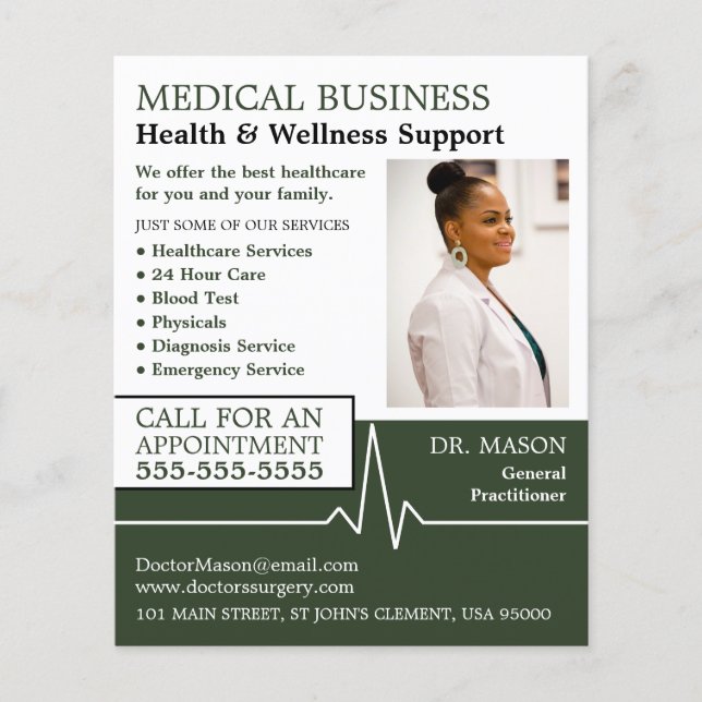 Heart Rate, General Practitioner, Nurse, Medical Flyer (Front)