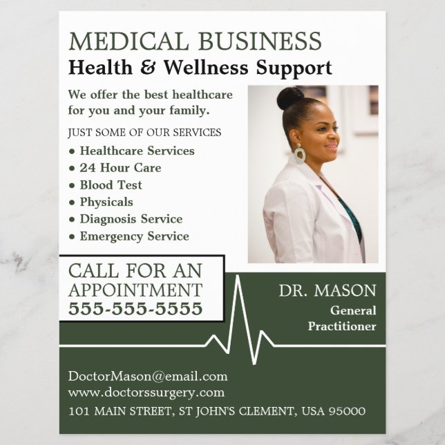 Heart Rate, General Practitioner, Nurse, Medical Flyer (Front)